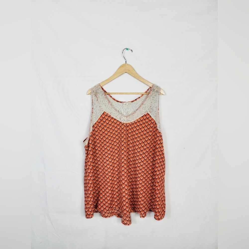 Women's 2X Dleione Orange and Cream Women's Top